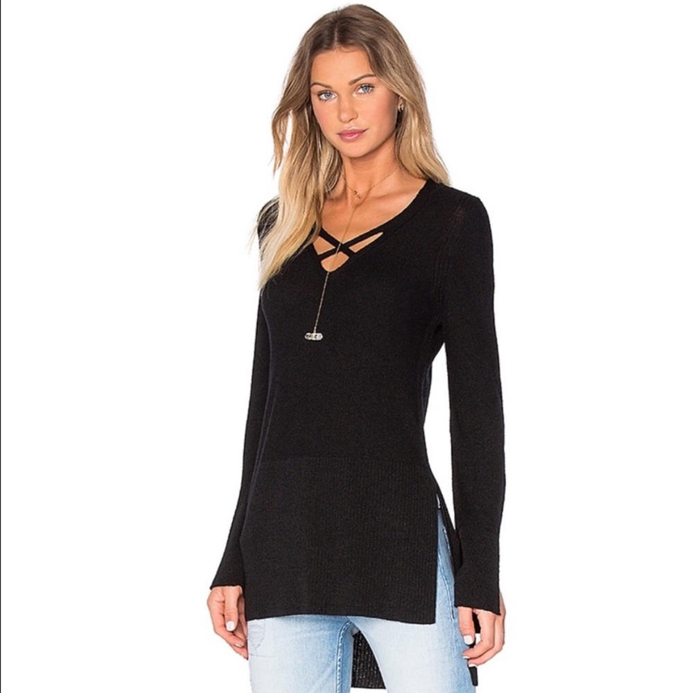 Free People Criss Cross Sweater in Black